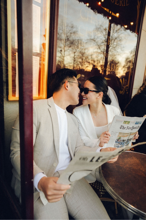 Paris Pre-Wedding Photoshoot with Eiﬀel Tower Louvre Museum Parisian Cafe Vintage Car Rooftop Night  by OneThreeOneFour on OneThreeOneFour 31