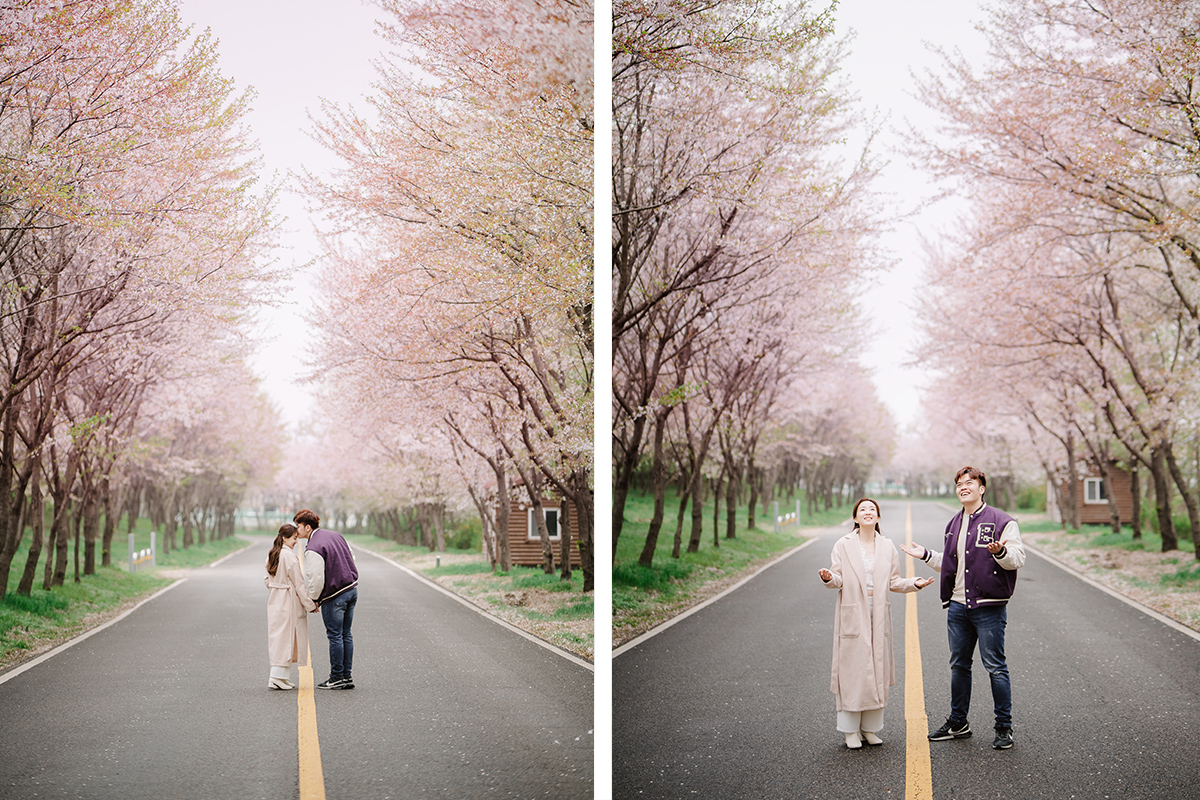 Rainy Romance: Love Blossoms in Seoul: Cally & Shaun's Enchanting Spring Pre-Wedding Shoot by Jungyeol on OneThreeOneFour 7
