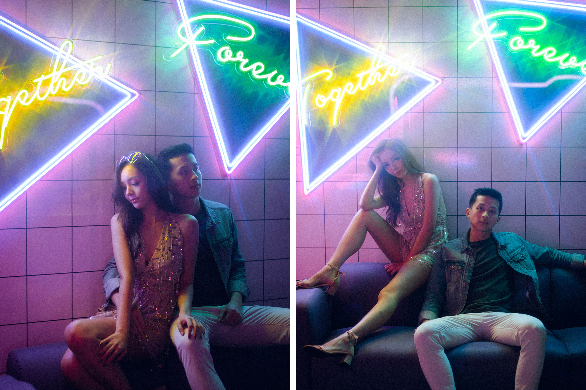 Trippy Disco Themed Casual Couple Photoshoot At A Neon Bar by Samantha on OneThreeOneFour 3