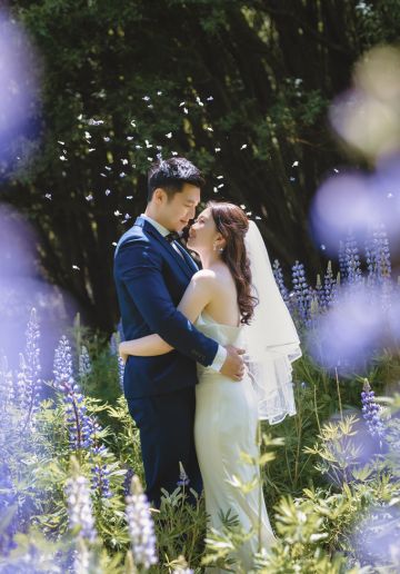 Enchanting New Zealand Summer Pre-Wedding Photoshoot Lupin Season Twin Peak