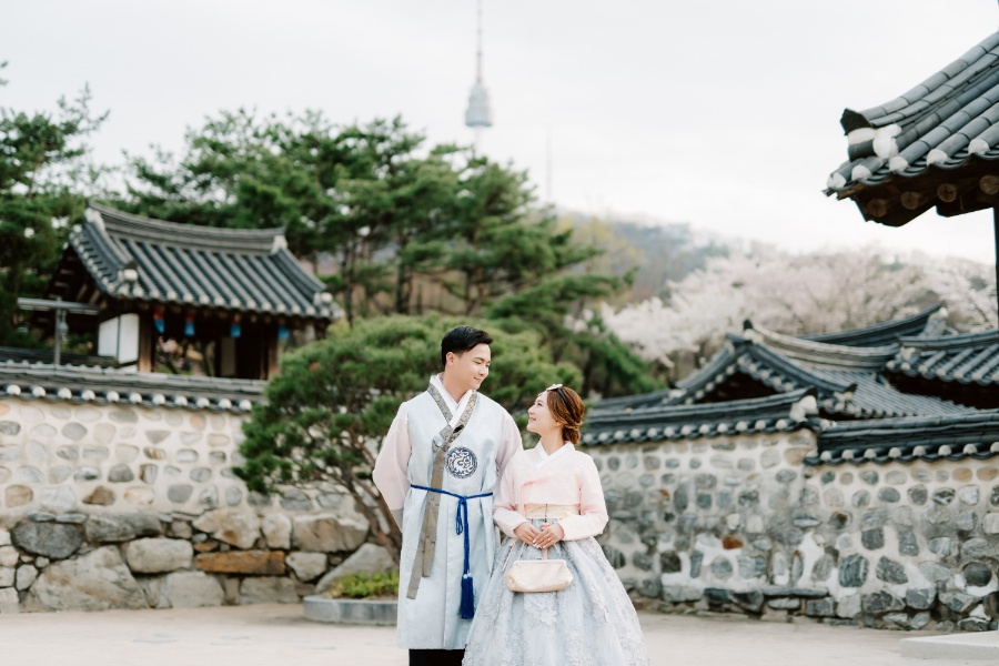 C&J: Korea Spring Pre-wedding Photoshoot with Hanbok at Namsangol Hanok Village and Nami Island by Jungyeol on OneThreeOneFour 5