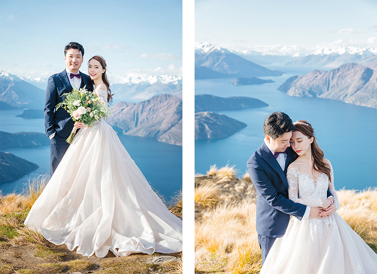 Pre-wedding photoshoot new zealand mountain peak