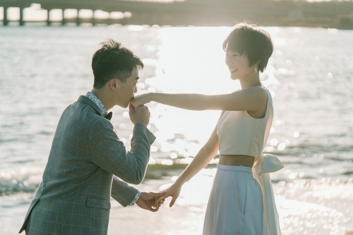 Taiwan Pre-Wedding Photoshoot Quiet Streets Storefronts Beach by  on OneThreeOneFour 10