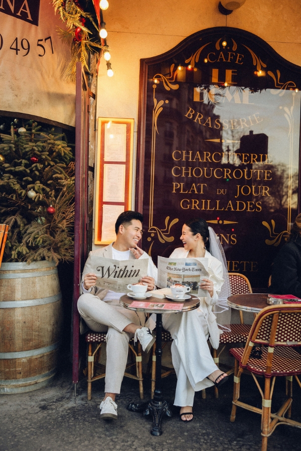 Paris Pre-Wedding Photoshoot with Eiﬀel Tower Louvre Museum Parisian Cafe Vintage Car Rooftop Night  by OneThreeOneFour on OneThreeOneFour 32