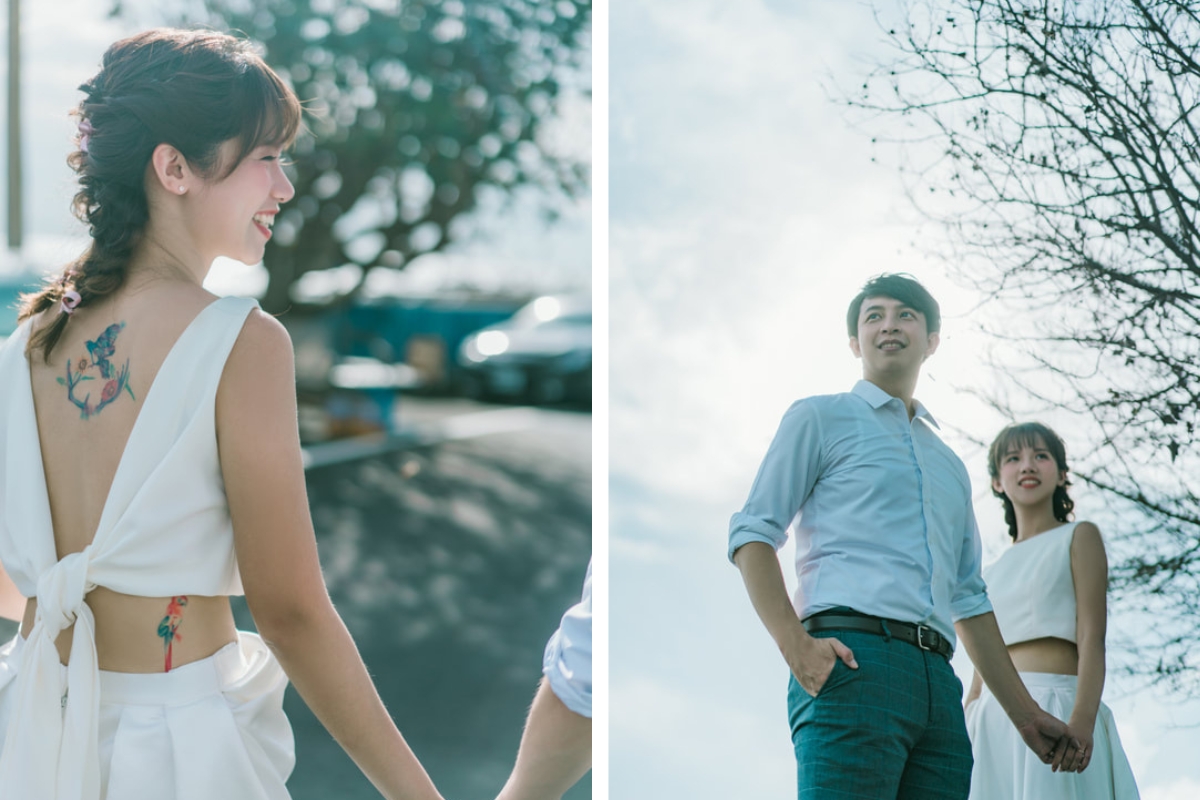 Taiwan Pre-Wedding Photoshoot Quaint Neighborhood Lush Green Hills Beach Romantic Getaway by  on OneThreeOneFour 11