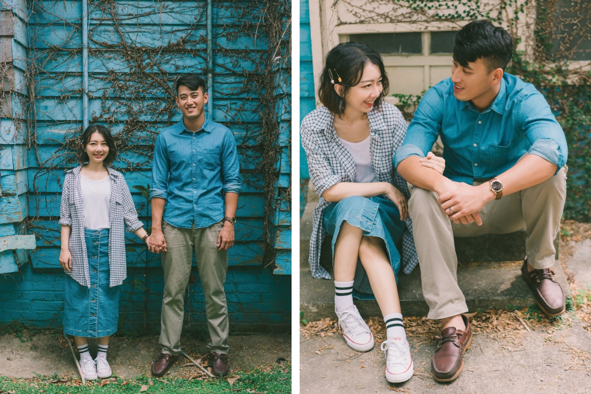 Taiwan Pre-Wedding Photoshoot Abandoned Estate Blue House Gardens by  on OneThreeOneFour 18