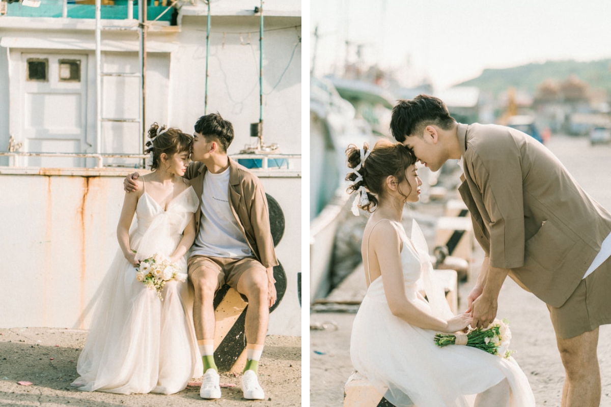 Taiwan Pre-Wedding Photoshoot Scooter Ride Sea Pier by  on OneThreeOneFour 13