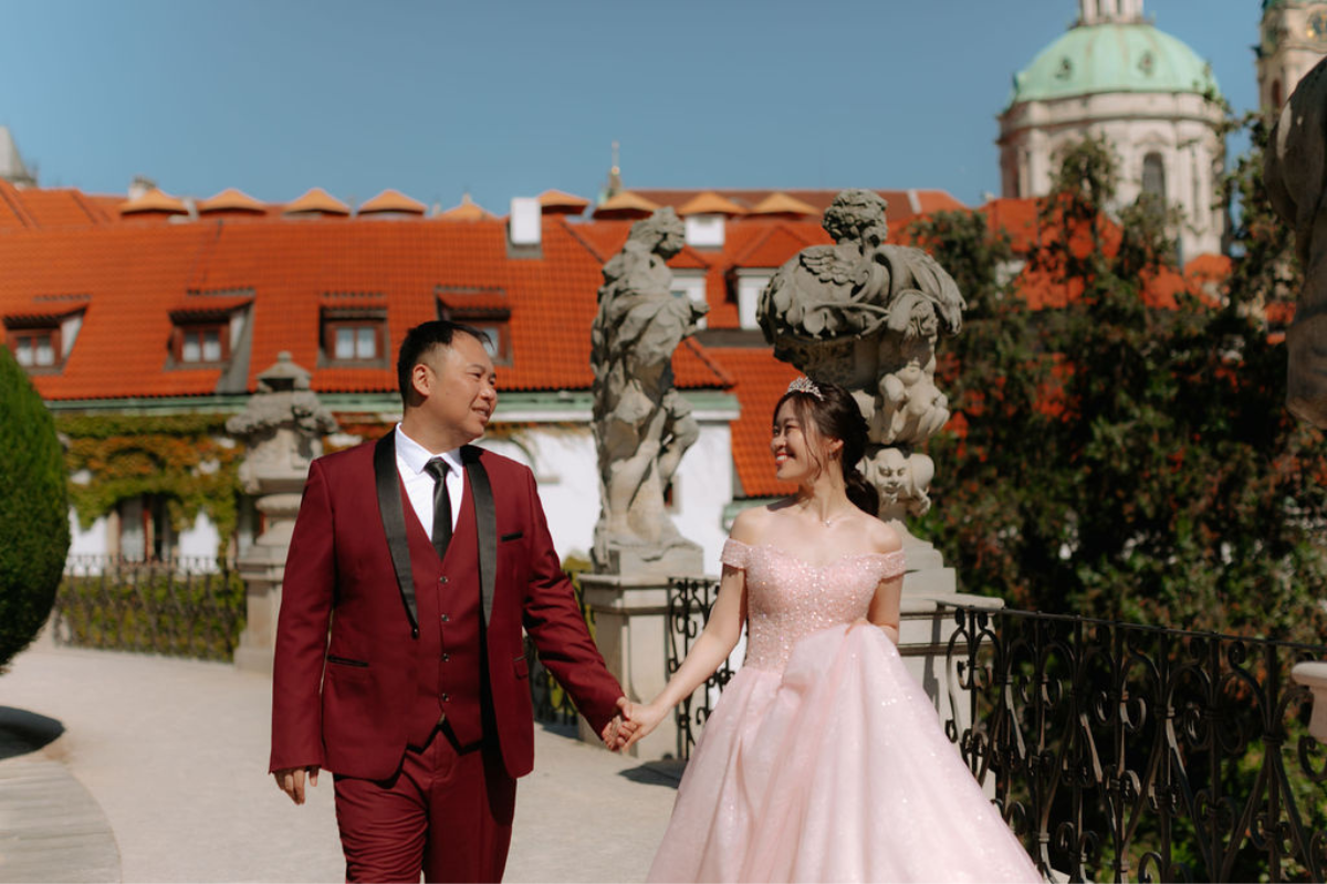 Prague prewedding photoshoot at St Vitus Cathedral, Charles Bridge, Vltava Riverside and Old Town Square Astronomical Clock by Nika on OneThreeOneFour 26