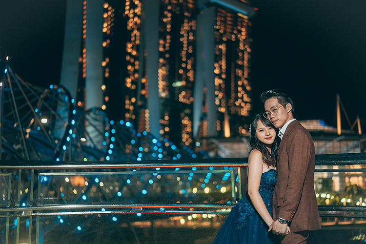 singapore wedding night shoot marina bay sands