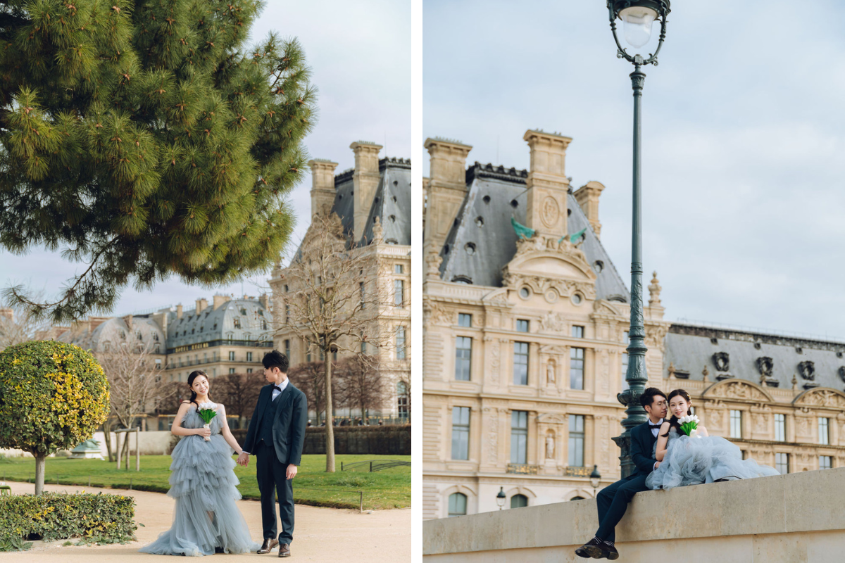 Paris prewedding photoshoot at Palace Du Trocadero, Seine River, Petite Palais, Pont Alexandre, Tuileries Garden & Lourve Museum by Arnel on OneThreeOneFour 4