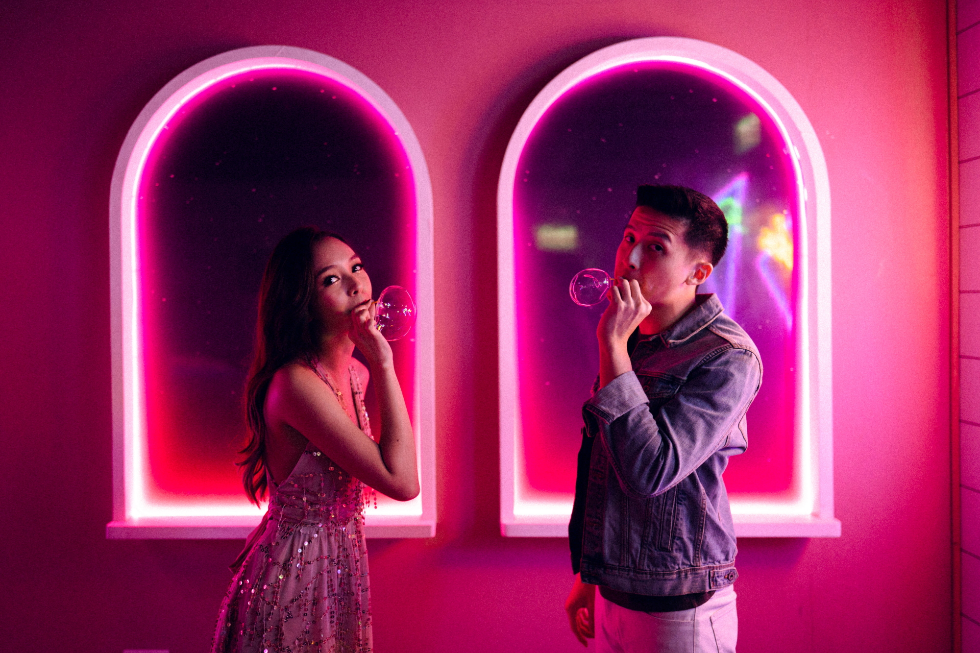 Trippy Disco Themed Casual Couple Photoshoot At A Neon Bar by Samantha on OneThreeOneFour 25