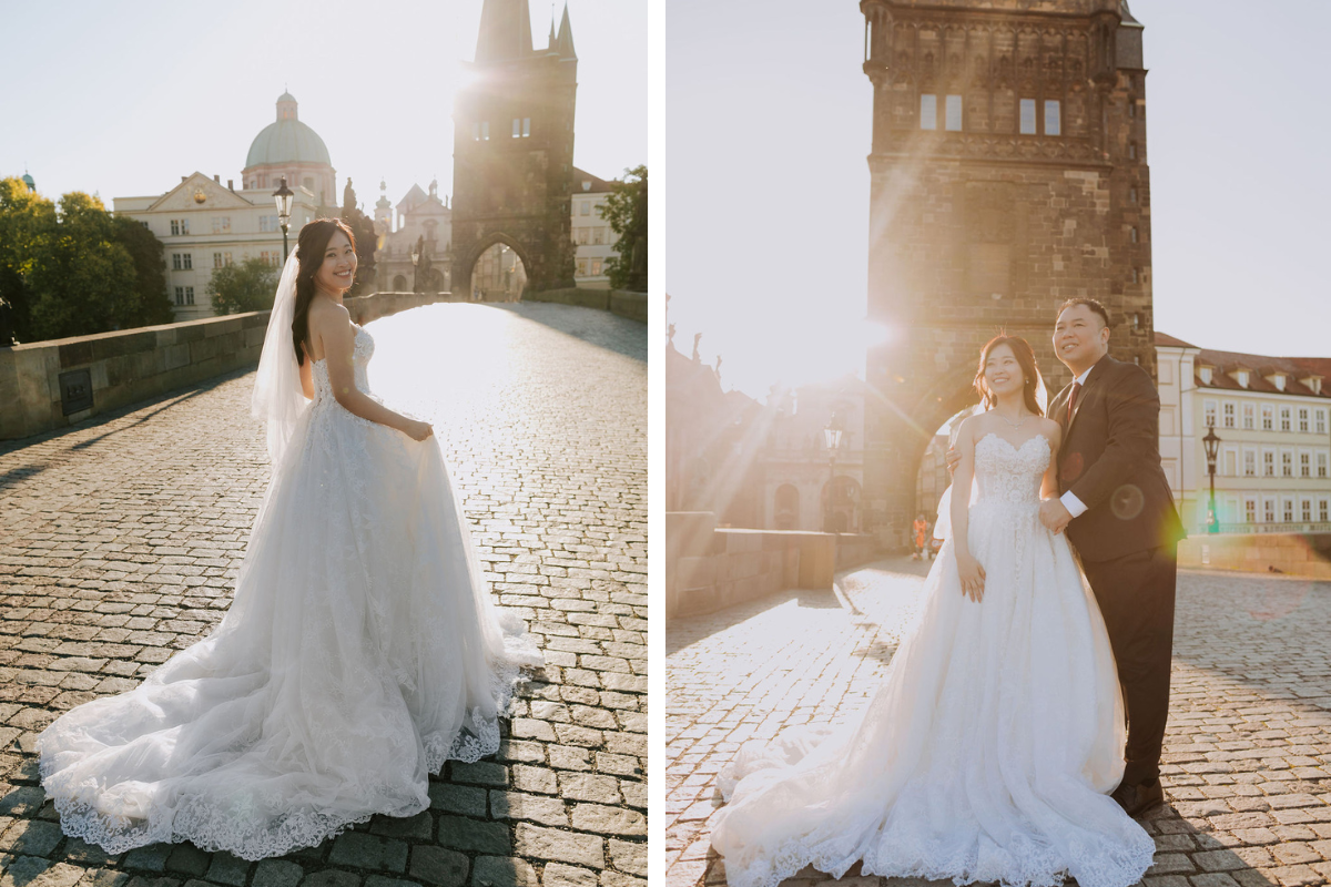 Prague prewedding photoshoot at St Vitus Cathedral, Charles Bridge, Vltava Riverside and Old Town Square Astronomical Clock by Nika on OneThreeOneFour 11