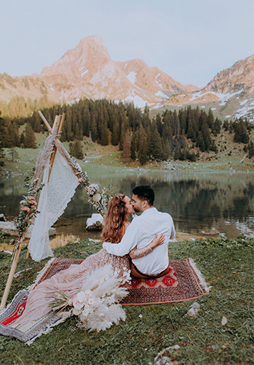 Pre-wedding in Switzerland with alps and city