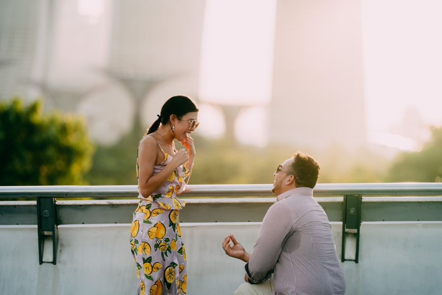 Singapore Surprise Wedding Proposal Photoshoot At Marina Barrage With Singapore Flyer by Michael on OneThreeOneFour 3