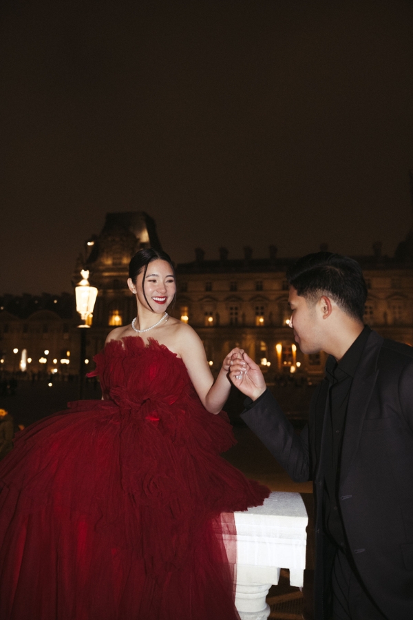 Paris Pre-Wedding Photoshoot with Eiﬀel Tower Louvre Museum Parisian Cafe Vintage Car Rooftop Night  by OneThreeOneFour on OneThreeOneFour 76