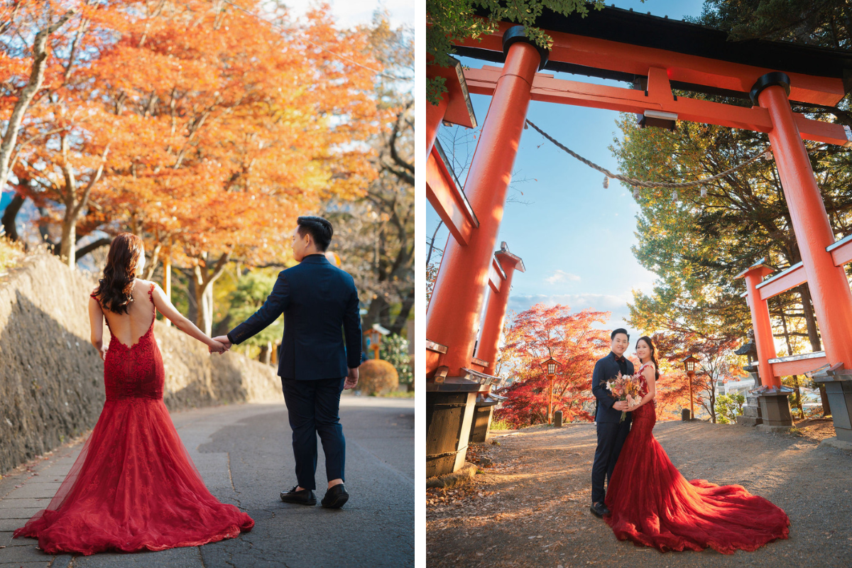 Singaporean Couple's Autumn Season Prewedding Photoshoot At Chureito Pagoda, Lake Kawaguchiko And Shibuya Crossing by Cui Cui on OneThreeOneFour 14