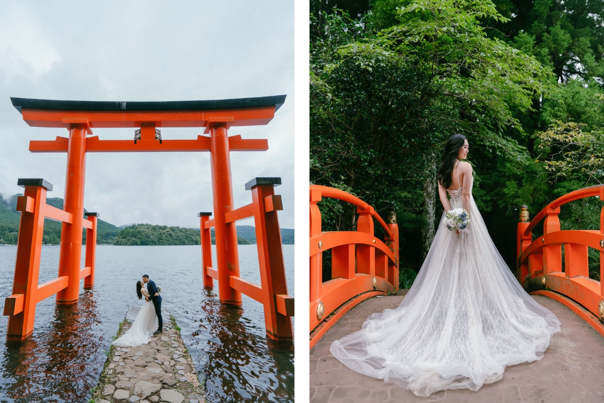 Tokyo Pre-Wedding Photoshoot with Nezu Shrine, Daikanzan Observation Deck, Lake Ashi, and Hakone Shrine by Dahe on OneThreeOneFour 20