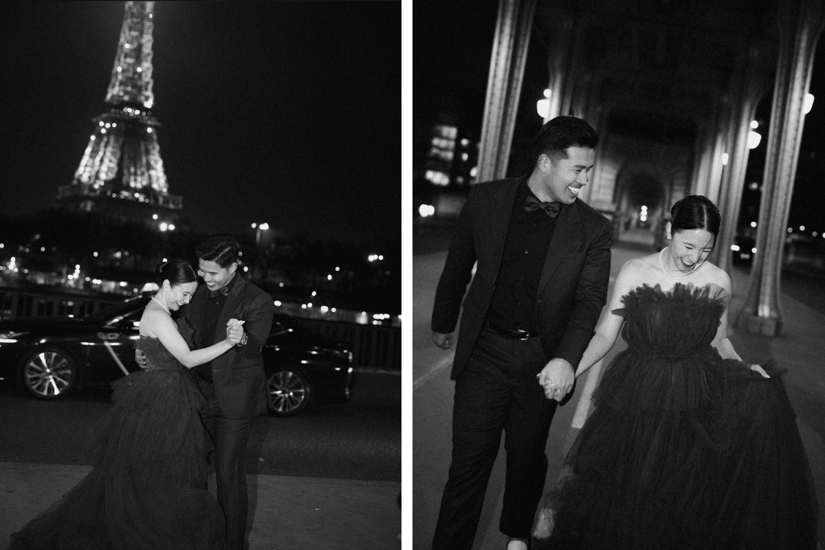 Paris Pre-Wedding Photoshoot with Eiﬀel Tower Louvre Museum Parisian Cafe Vintage Car Rooftop Night  by OneThreeOneFour on OneThreeOneFour 57