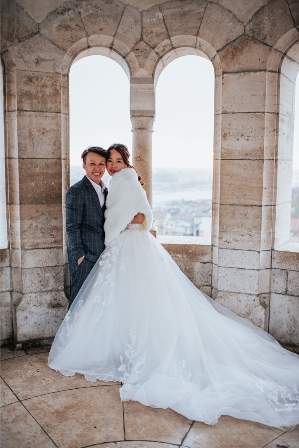 A&A: Budapest Winter Pre-wedding Photoshoot at Fisherman’s Bastion and Széchenyi Chain Bridge by Drew on OneThreeOneFour 0