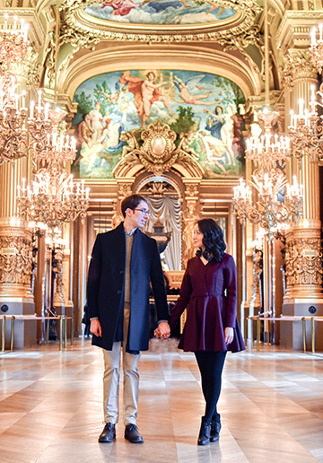 Paris Honeymoon Photoshoot at Palais Garnier Opera House and the Louvre