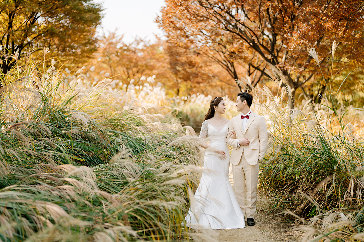 Yellow Autumn Korea Post-Wedding Photoshoot in Seoul Forest & Namsangol Hanok Village by Jungyeol on OneThreeOneFour 5