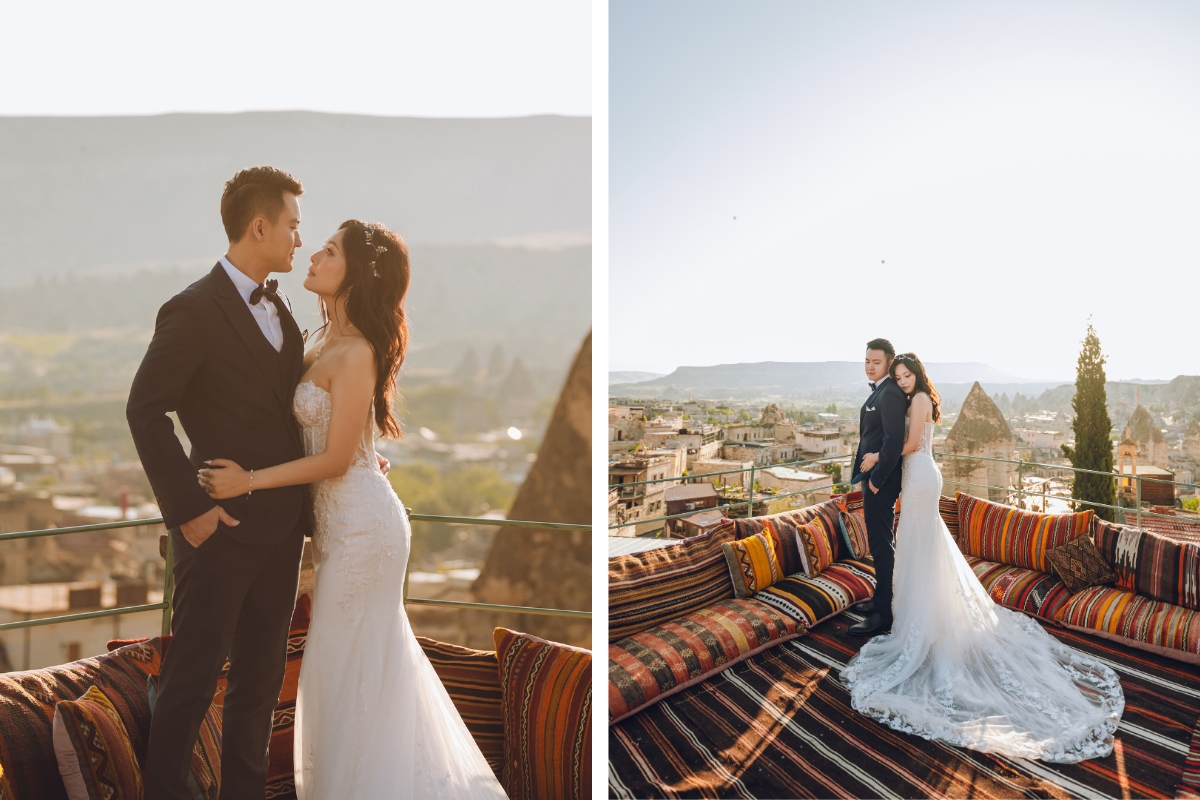 Cappadocia Pre-Wedding Photoshoot Hot Air Balloons Red Convertible Cave Hotel Roof Turkish Fairy Lamps Salt Lake by Aric on OneThreeOneFour 9