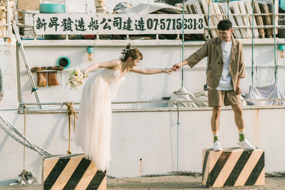 Taiwan Pre-Wedding Photoshoot Scooter Ride Sea Pier by  on OneThreeOneFour 12