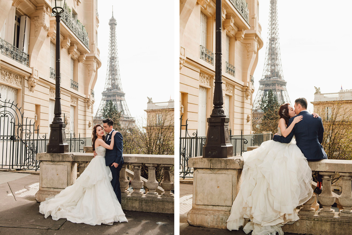 Springtime Romance: Paris Pre-Wedding Photoshoot | Eiffel Tower, Trocadero, Café, Louvre, Camoens Avenue, Bir Hakeim Bridge by Arnel on OneThreeOneFour 5