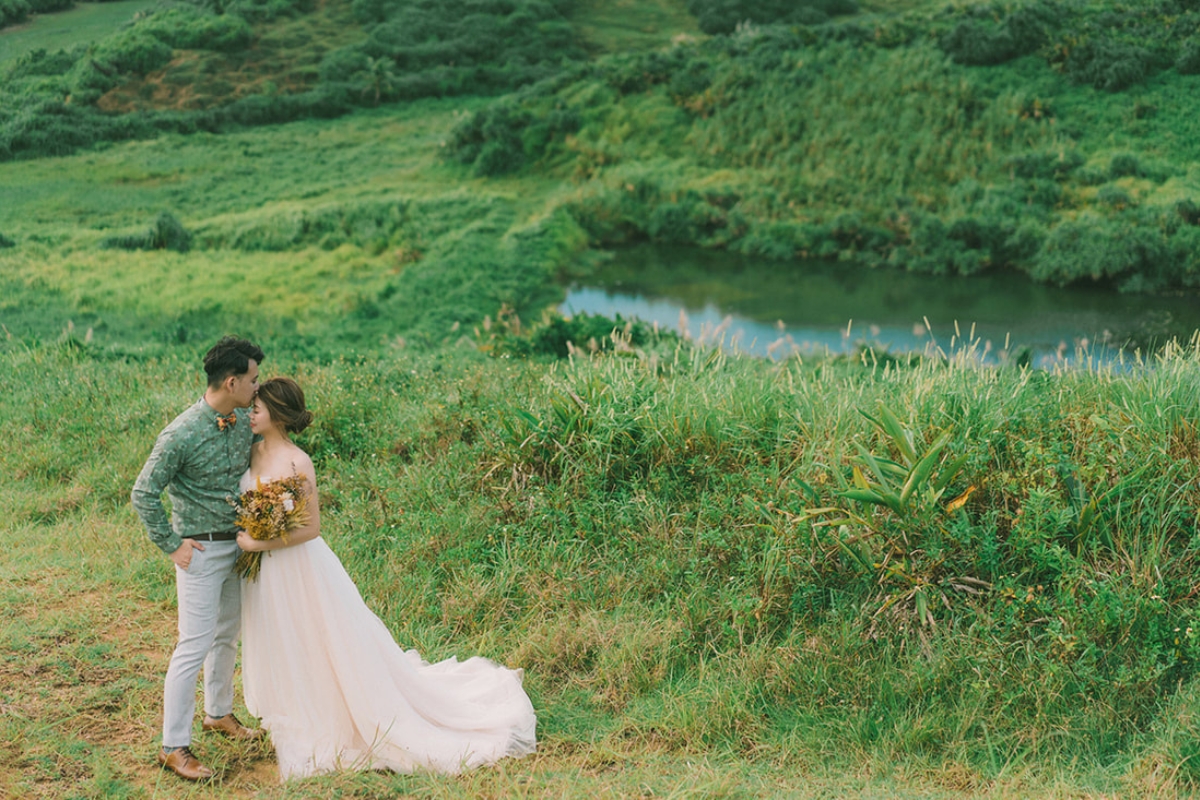 Taiwan Pre-Wedding Photoshoot Green Fields Silvergrass Sea Car Fairy Lights by  on OneThreeOneFour 3