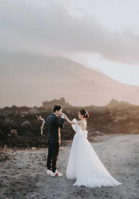 Bali Prewedding Photoshoot At Mt Batur Lava Fields, Blangsinga Waterfalls, Twin Cliff Valley and Melasti Beach