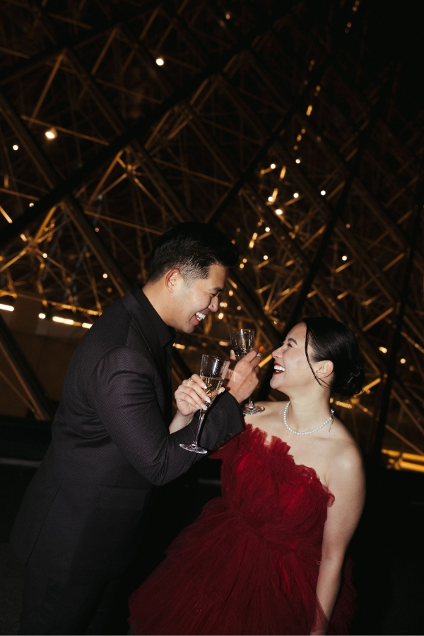 Paris Pre-Wedding Photoshoot with Eiﬀel Tower Louvre Museum Parisian Cafe Vintage Car Rooftop Night  by OneThreeOneFour on OneThreeOneFour 71