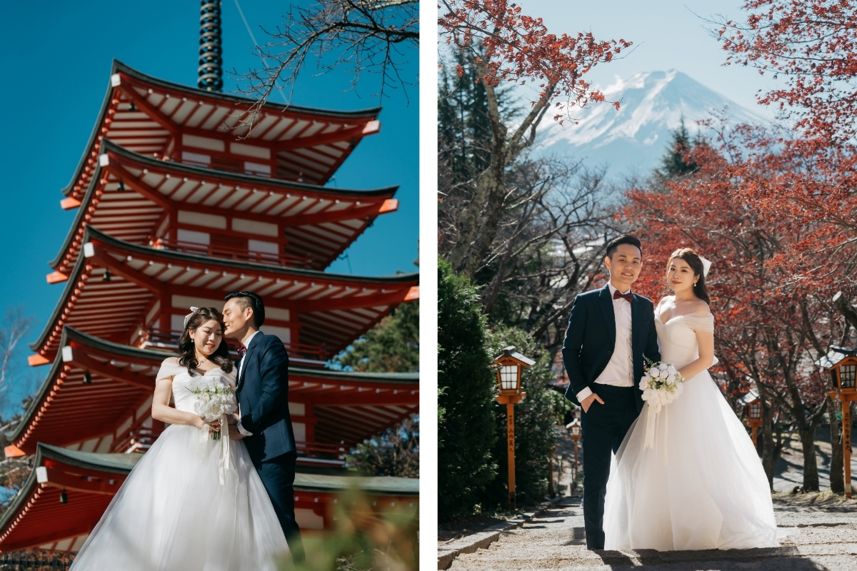 Tokyo Pre-Wedding Photoshoot with Chureito Pagoda, Lake Kawaguchiko, and Lawson Mt. Fuji by Dahe on OneThreeOneFour 4