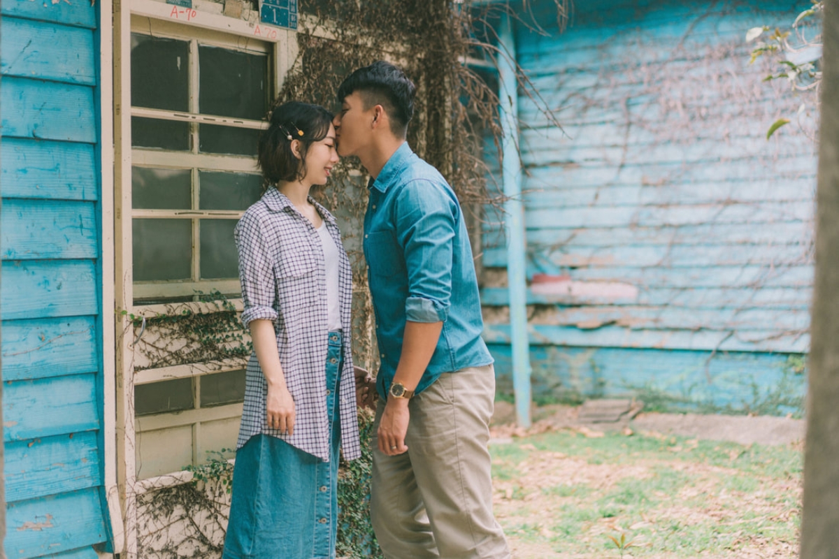 Taiwan Pre-Wedding Photoshoot Abandoned Estate Blue House Gardens by  on OneThreeOneFour 16