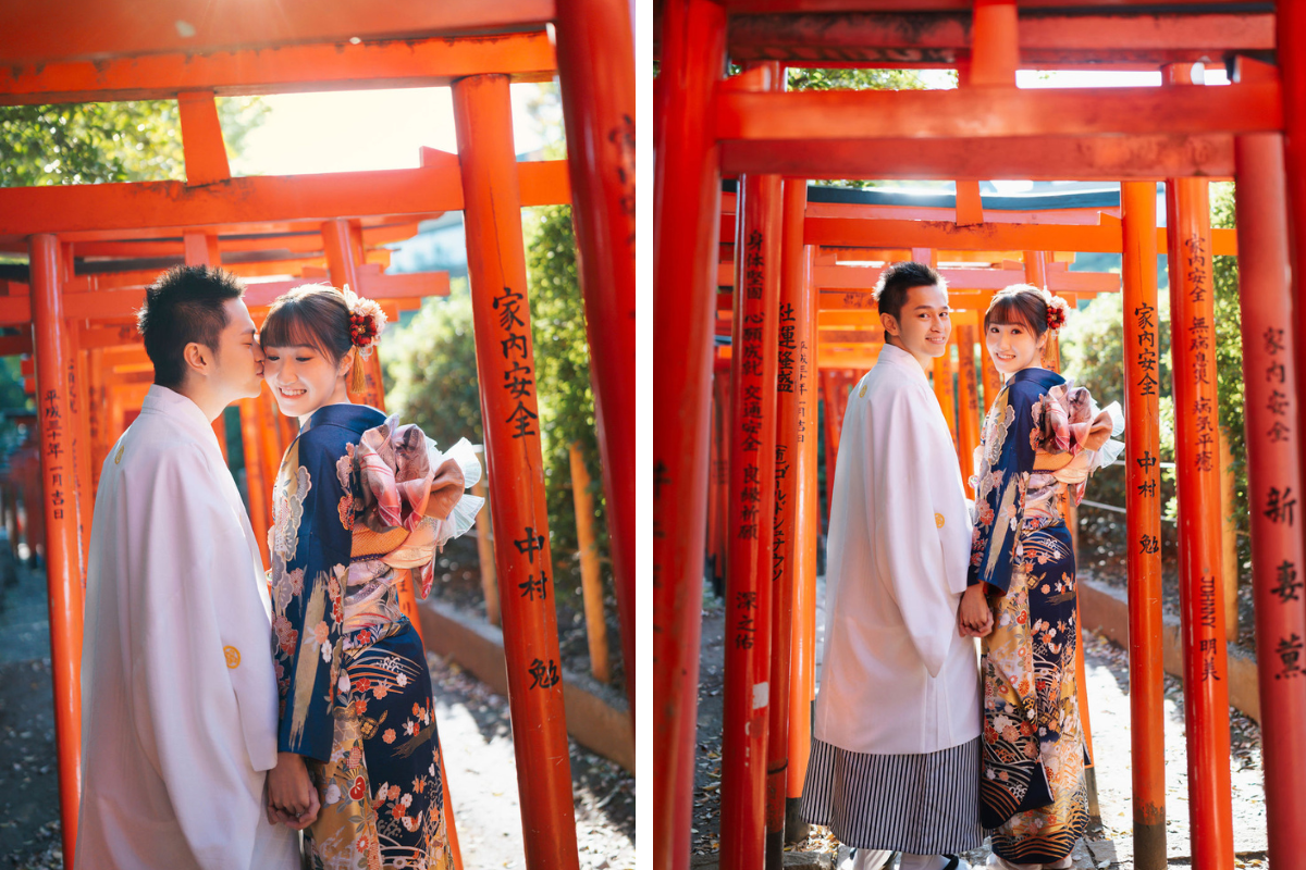 Singaporean Couple's Autumn Season Kimono & Prewedding Photoshoot At Nezu Shrine, Chureito Pagoda And Lake Kawaguchiko With Mount Fuji by Cui Cui on OneThreeOneFour 5