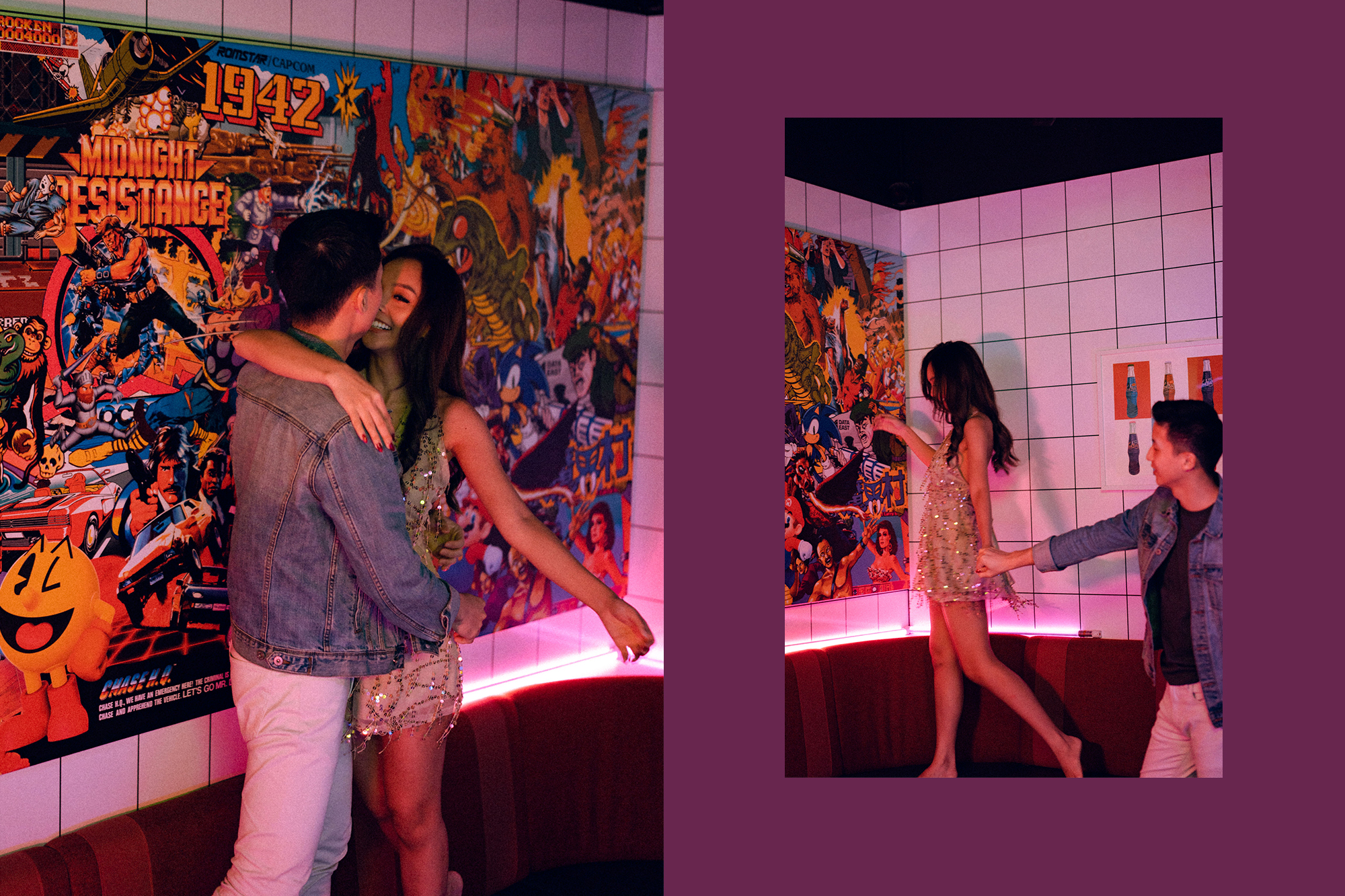 Trippy Disco Themed Casual Couple Photoshoot At A Neon Bar by Samantha on OneThreeOneFour 29