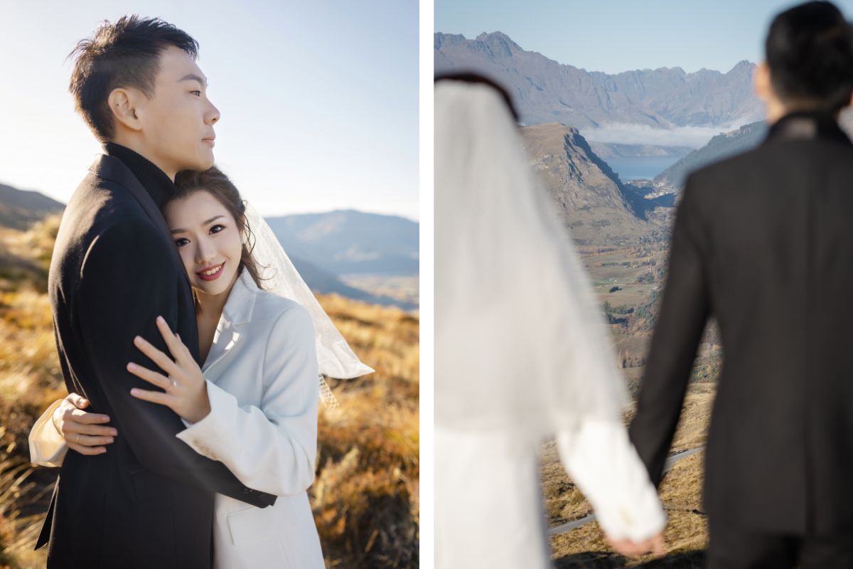 New Zealand Autumn Golden Foliage Peak Pebbled Lake Pre-Wedding Photoshoot  by Fei on OneThreeOneFour 9