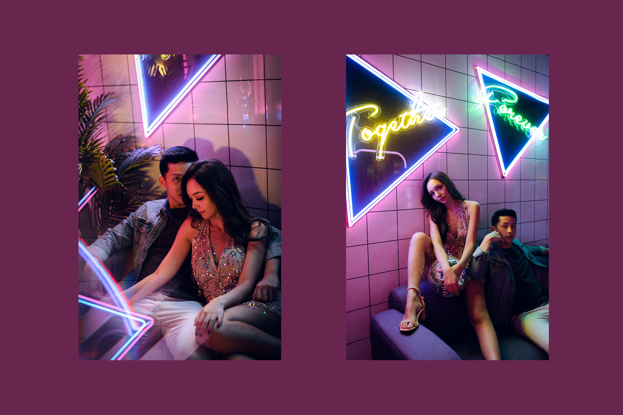 Trippy Disco Themed Casual Couple Photoshoot At A Neon Bar by Samantha on OneThreeOneFour 5