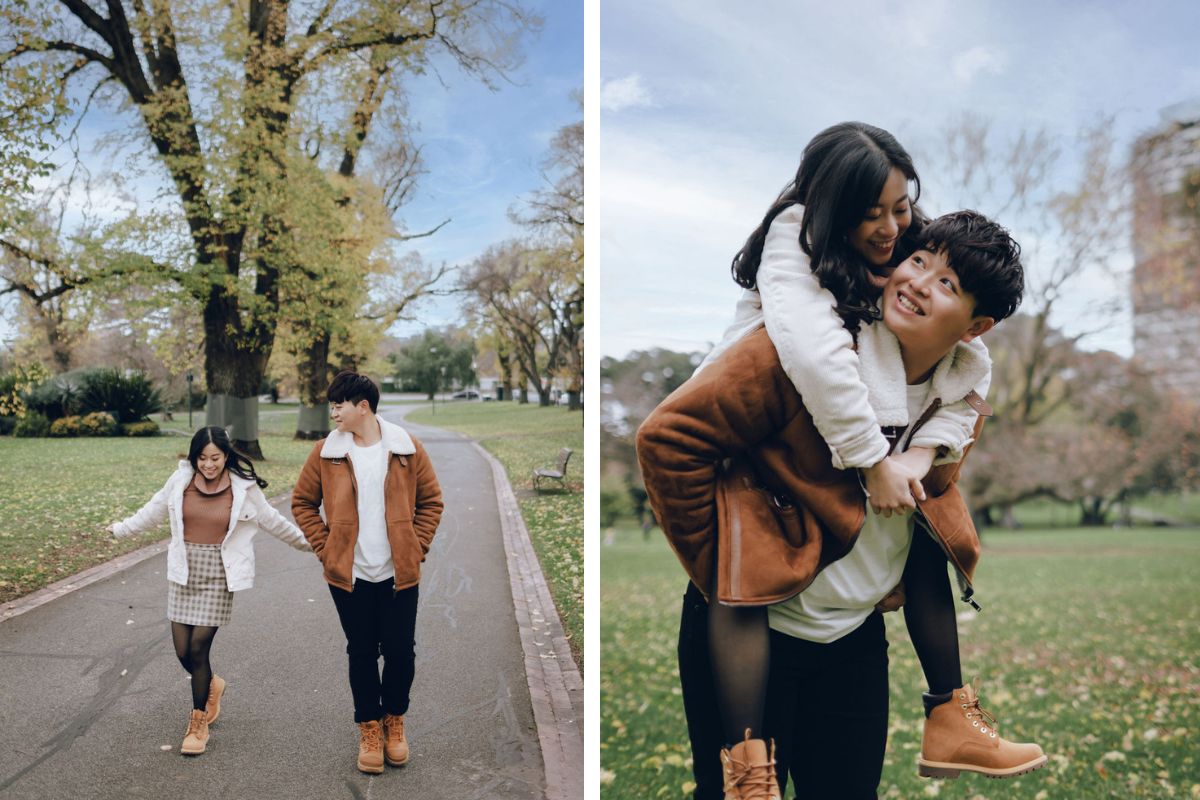 Melbourne Pre-wedding Photoshoot At St. Patrick's Cathedral, Carlton Gardens and Fitzroy Gardens In Autumn by Freddie on OneThreeOneFour 5