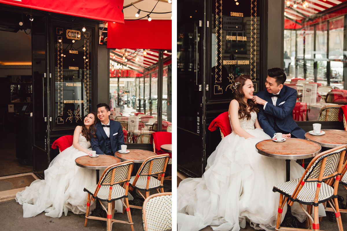 Springtime Romance: Paris Pre-Wedding Photoshoot | Eiffel Tower, Trocadero, Café, Louvre, Camoens Avenue, Bir Hakeim Bridge by Arnel on OneThreeOneFour 7