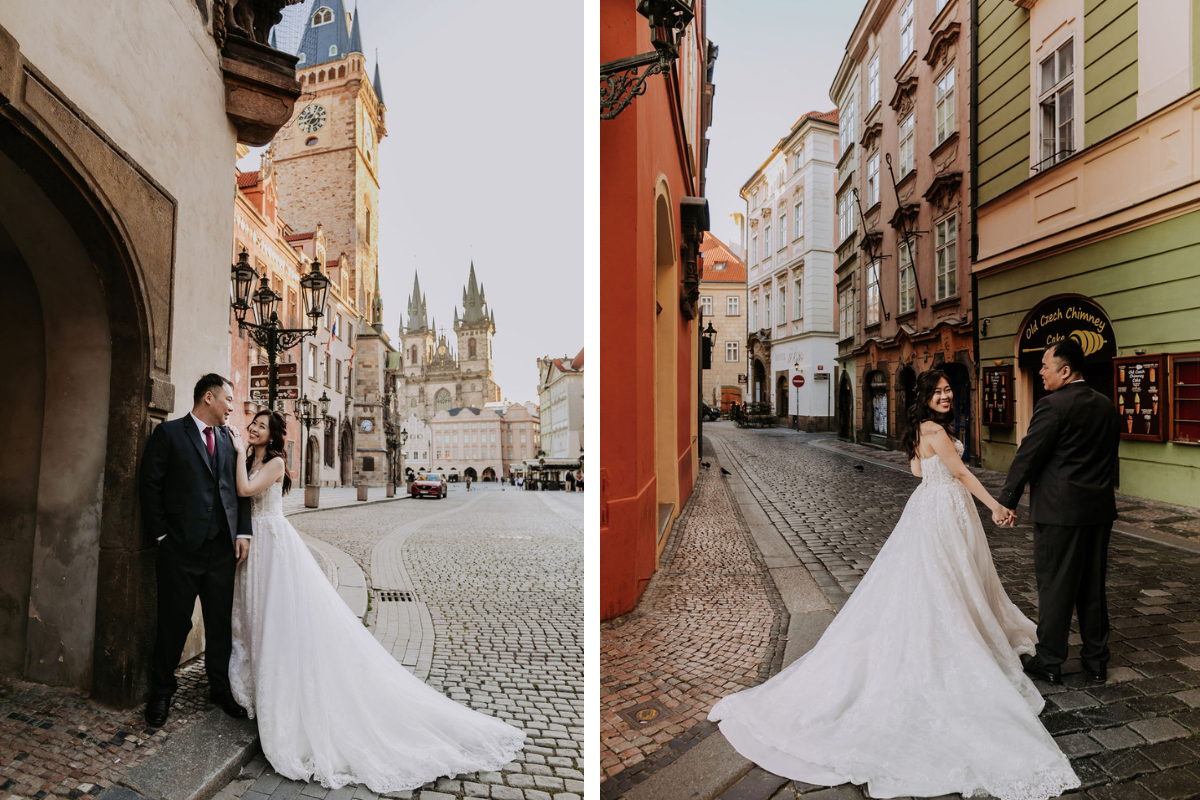 Prague prewedding photoshoot at St Vitus Cathedral, Charles Bridge, Vltava Riverside and Old Town Square Astronomical Clock by Nika on OneThreeOneFour 5