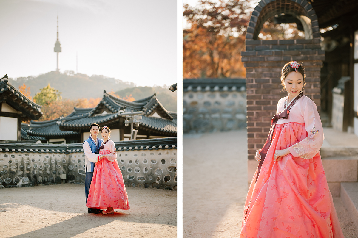 Yellow Autumn Korea Post-Wedding Photoshoot in Seoul Forest & Namsangol Hanok Village by Jungyeol on OneThreeOneFour 21
