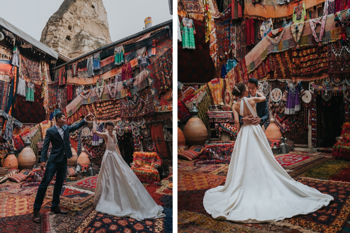 Cappadocia Pre-Wedding Photoshoot Hot Air Balloons Carpet Shop Sunrise Landscapes by Aric on OneThreeOneFour 9