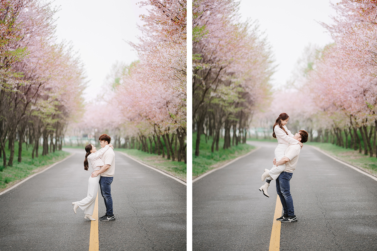 Rainy Romance: Love Blossoms in Seoul: Cally & Shaun's Enchanting Spring Pre-Wedding Shoot by Jungyeol on OneThreeOneFour 10