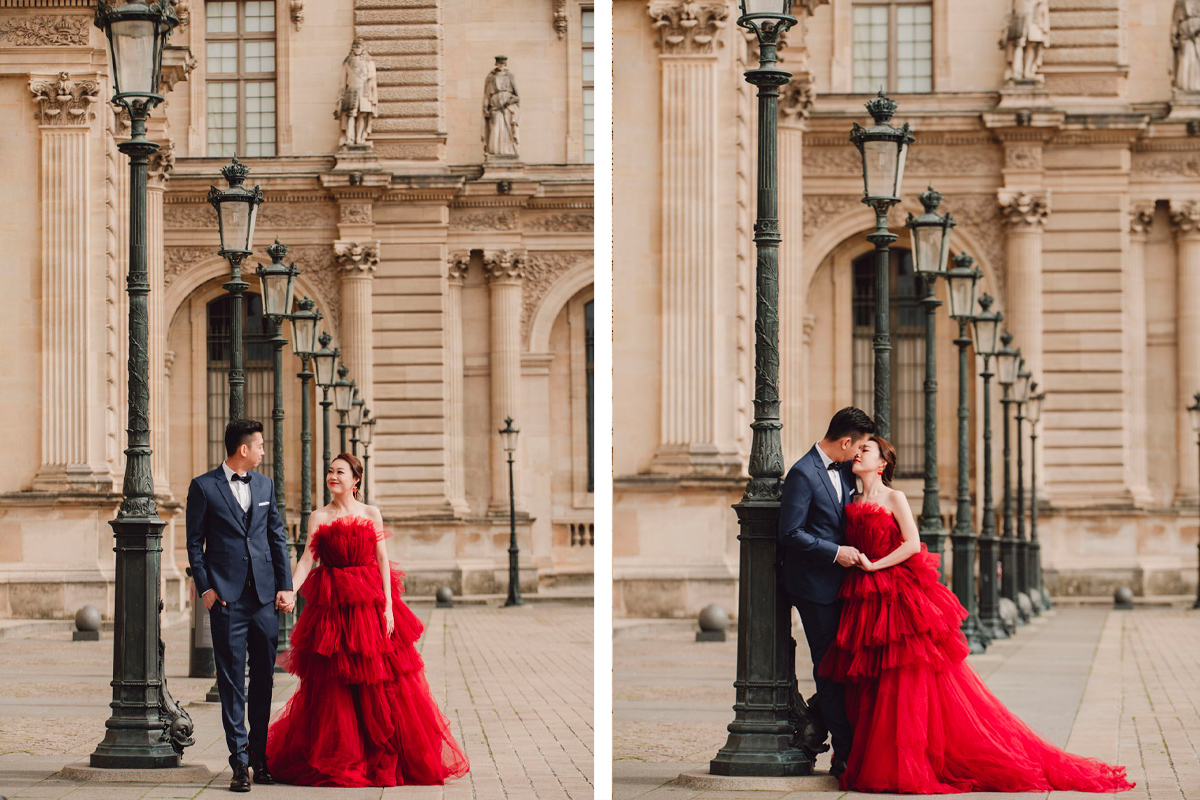 Springtime Romance: Paris Pre-Wedding Photoshoot | Eiffel Tower, Trocadero, Café, Louvre, Camoens Avenue, Bir Hakeim Bridge by Arnel on OneThreeOneFour 21