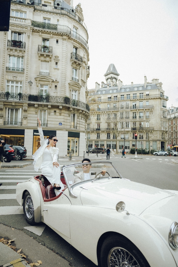 Paris Pre-Wedding Photoshoot with Eiﬀel Tower Louvre Museum Parisian Cafe Vintage Car Rooftop Night  by OneThreeOneFour on OneThreeOneFour 18