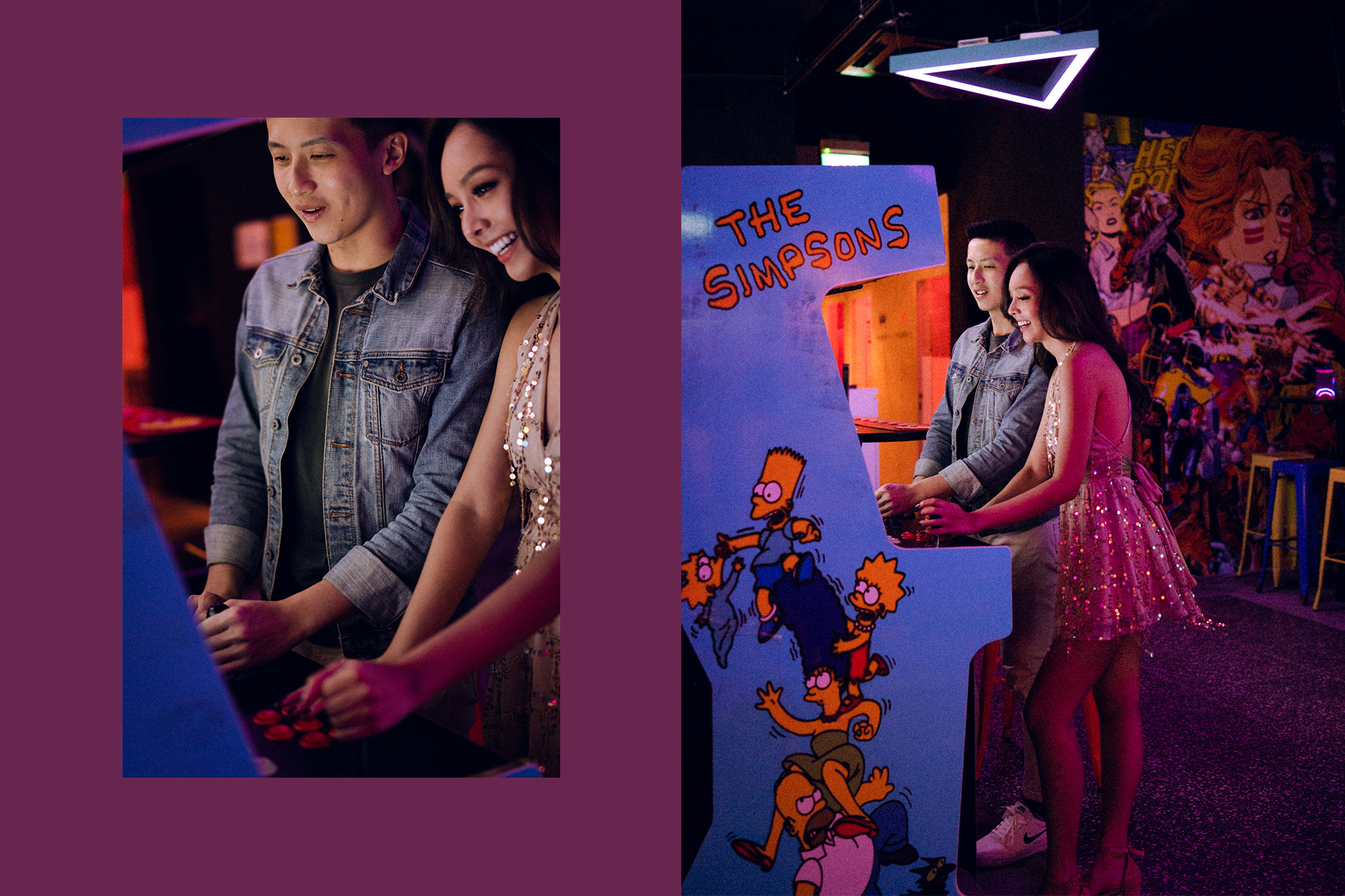 Trippy Disco Themed Casual Couple Photoshoot At A Neon Bar by Samantha on OneThreeOneFour 20