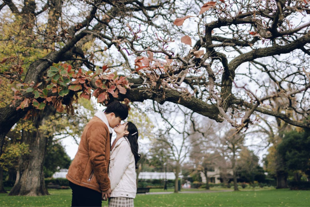 Melbourne Pre-wedding Photoshoot At St. Patrick's Cathedral, Carlton Gardens and Fitzroy Gardens In Autumn by Freddie on OneThreeOneFour 4