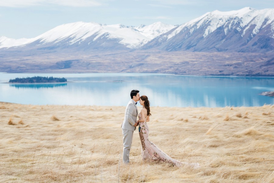 New Zealand Pre-Wedding Photoshoot of R&C: at Alpaca farm, Coromandel Peak, Lake Pukaki, Lake Tekapo, Mt Cook during cherry blossom season by Fei on OneThreeOneFour 25