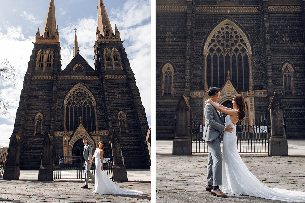 Melbourne Pre-wedding Photoshoot at St Patrick's Cathedral, Flinders Street Railway Station & Carlton Gardens by Freddie on OneThreeOneFour 4
