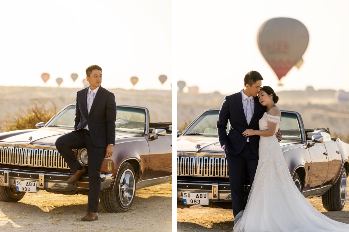 Cappadocia Pre-Wedding Photoshoot Hot Air Balloons Vintage Car Slot Canyon Carpet Shop  by Aric on OneThreeOneFour 5